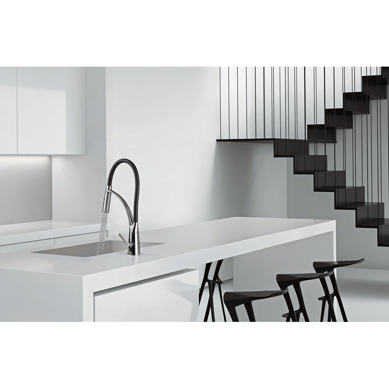 Julius Culinary Single Handle Pull-Down Kitchen Faucet, Polished Chrome