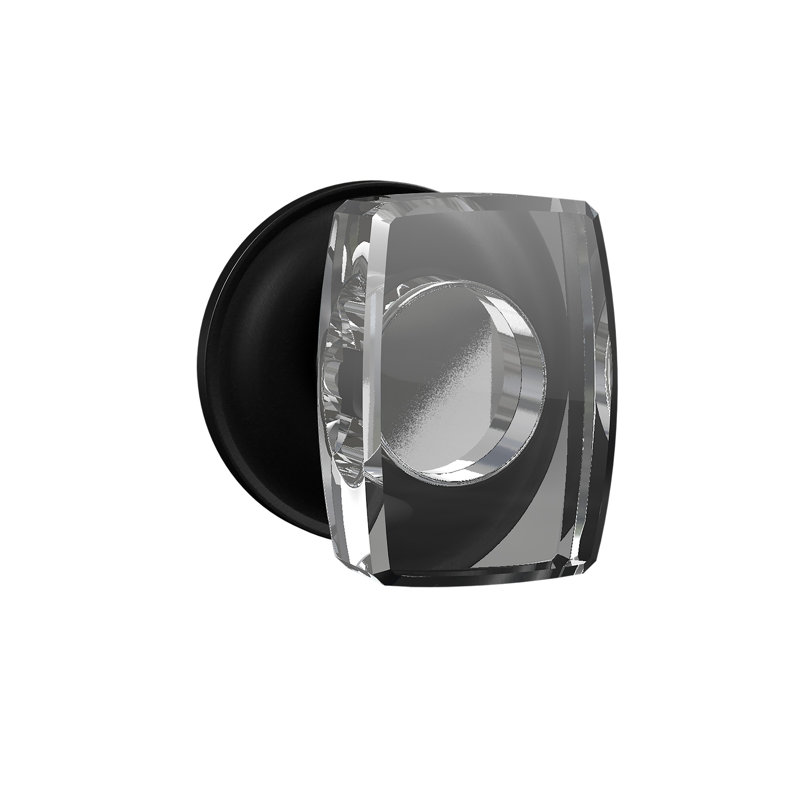 Bravura 927-0 Dummy Rectangular Glass Knob on Traditional Round Rose in Matte Black
