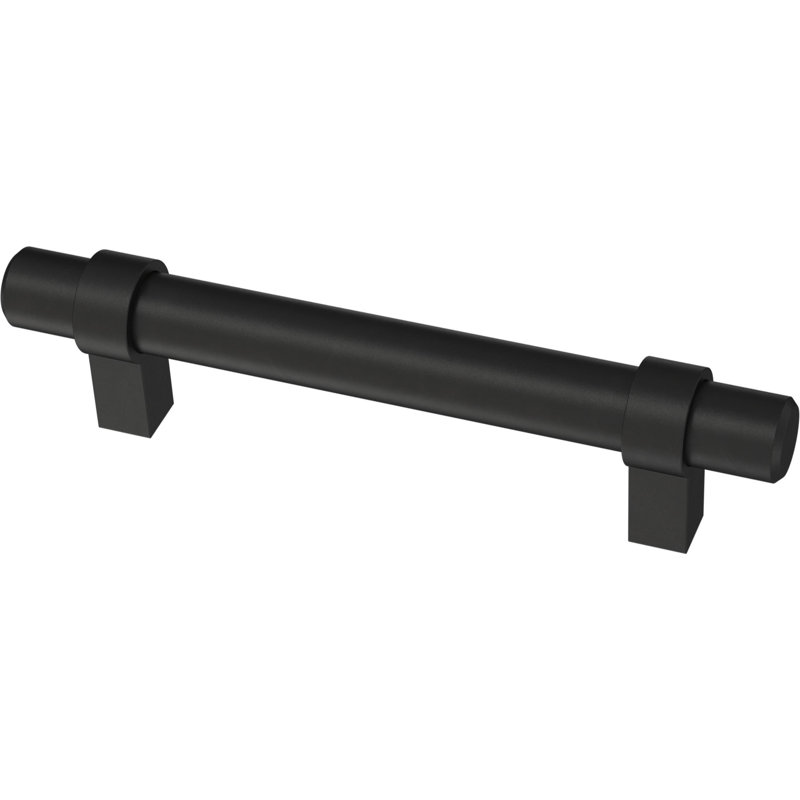 Poignée de tiroir d'armoire simple à barre aux 3 3/4 po (96 mm), Noir mat, 3-3 / 4 po D'un centre à l'autre