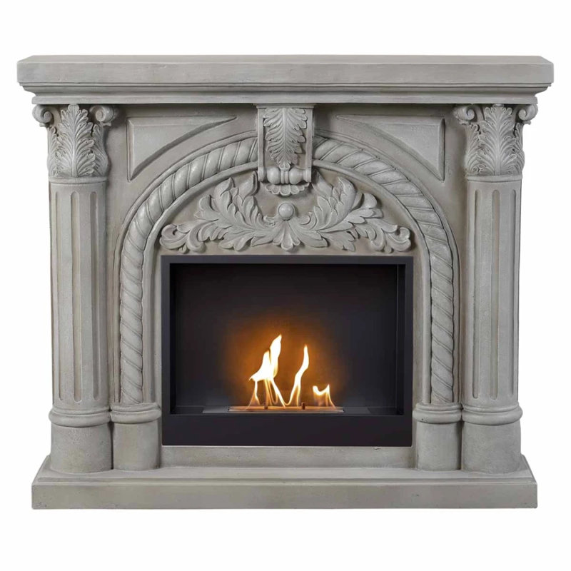 Astoria Grand 120.3cm W Stone Effect Bio-Ethanol Fireplace