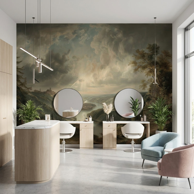 Papier peint paysage mural River, Non tissé, 120 po x 96 po