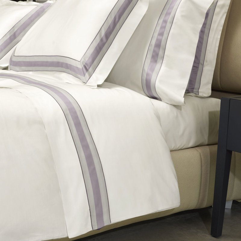 Dimora Flat Sheet, Ivory/Thistle, Queen Flat Sheet