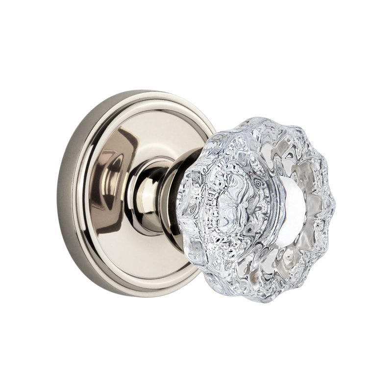 Grandeur Georgetown Rosette Pasage with Versailles Crystal Door Knob, Polished Nickel, 2 3/4"