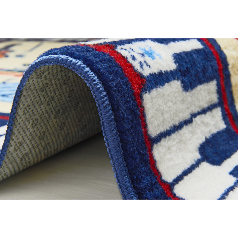Tapis ovale en polyamide beige / rouge / mauve touffeté à la machine 4 pi 4 po x 6 pi 3 po Arleen