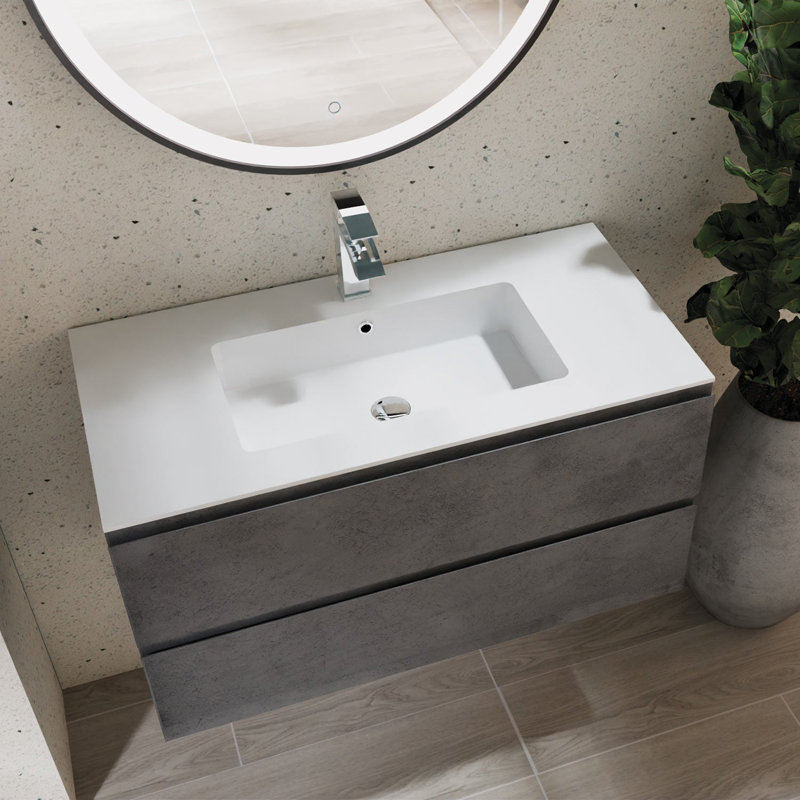 Meuble-lavabo simple 36 po avec lavabo brillant Toscana DAX Pasadena, Ciment