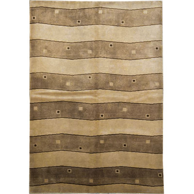 Hand Knotted Wool Area Rug in Brown