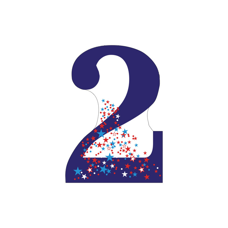 Patriotic Number 3 Cardboard Stand-Up with Stars