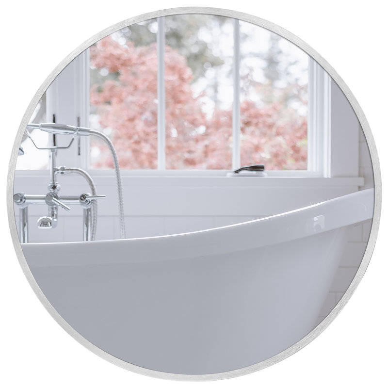 Miroir mural moderne et contemporain, 24 po x 24 po, Blanc