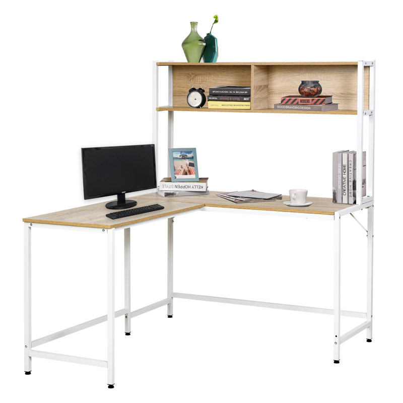 Bureau d'ordinateur en L Alenna, Naturel / Blanc