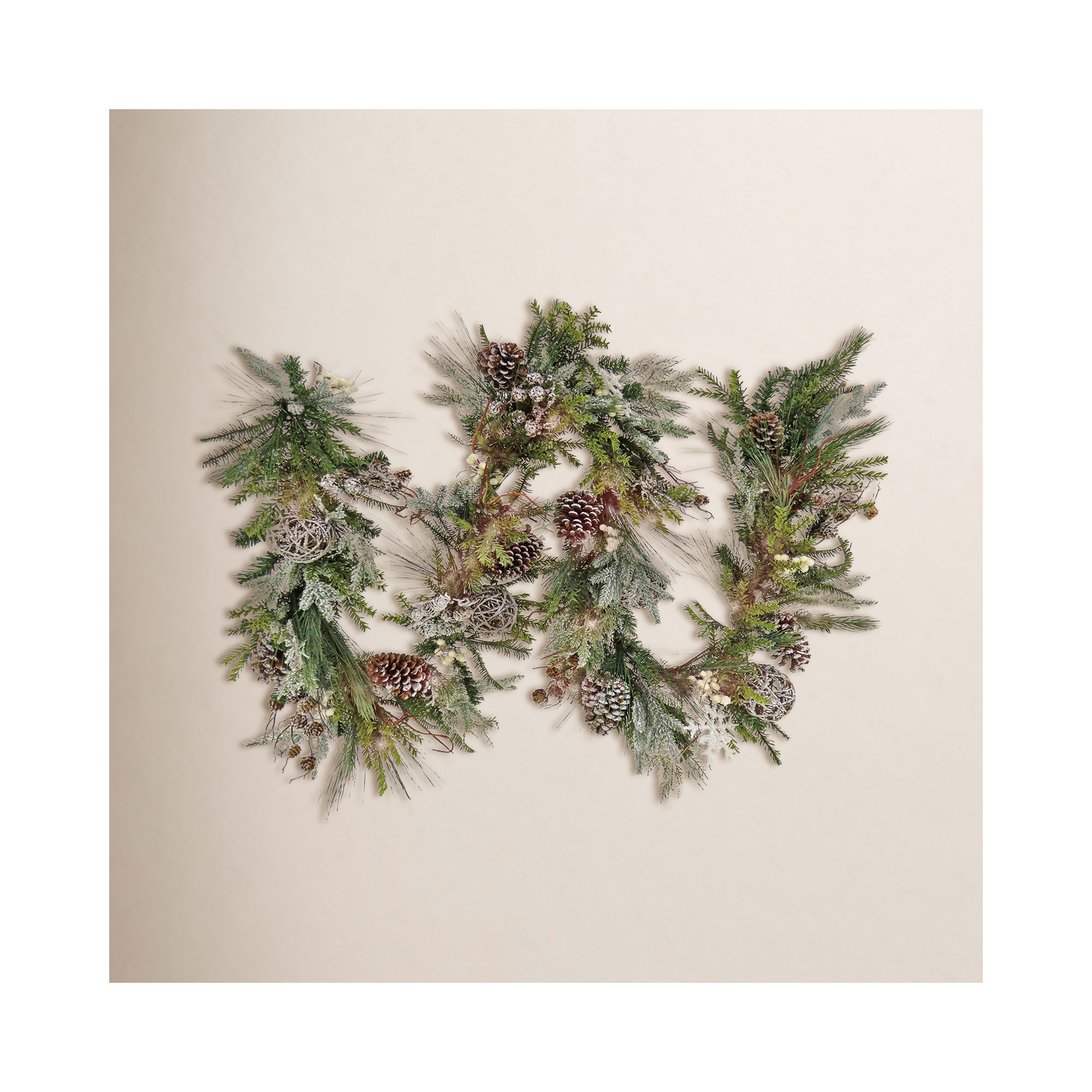 HGTV Cozy Winter Lighted Faux Pinecone Garland, 9'
