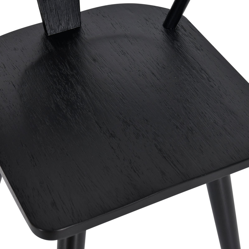 Black Solid Wood Dining Arm Chairs With Curved Back
