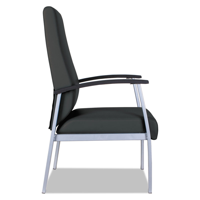 High-Back Black Metal Guest Chair with Fixed Arms