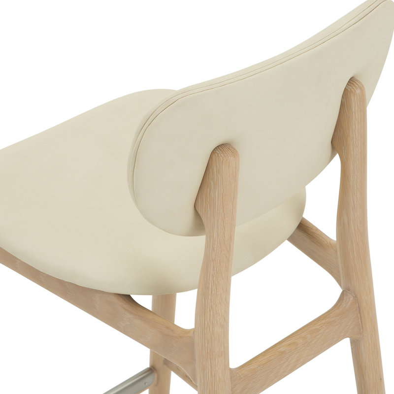 Stella Upholstered Stool, Saddle/Acorn/Brushed Nickel