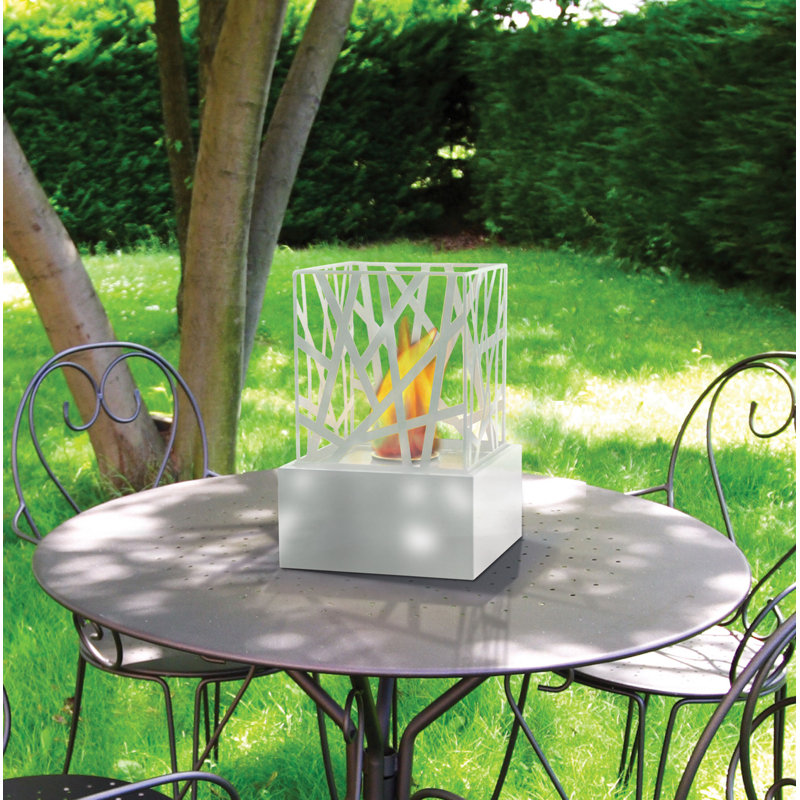 Maeve Metal Bio-Ethanol Outdoor Tabletop Fireplace, White