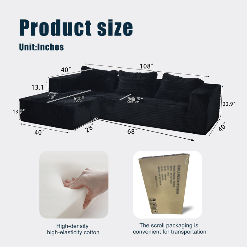 Canapé modulaire Compress, Noir