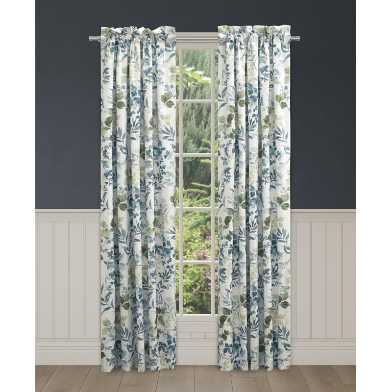 Rosewood Elwood Curtain Panel Pair, Blue Leaf