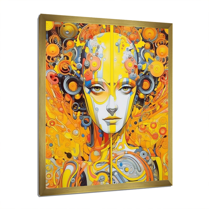 Illustration charmante de Robots charmants - Impression, H 20 po x l 12 po x P 1 po, Cadre doré à une seule photo