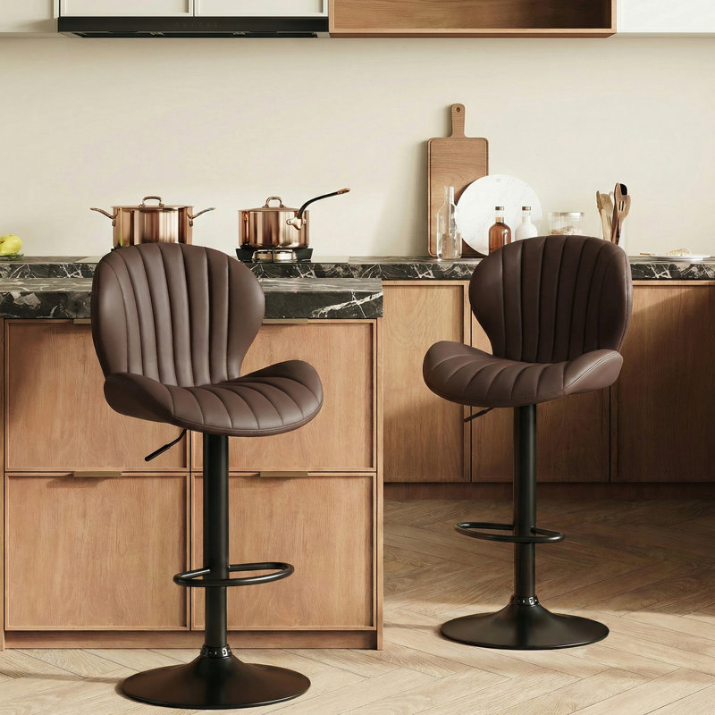 Tabouret de bar pivotant à hauteur réglable avec structure en métal, Brun