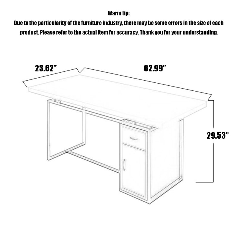 Table de travail scandinave simple et moderne, H 29,53 po x l 62,99 po x P 23,62 po