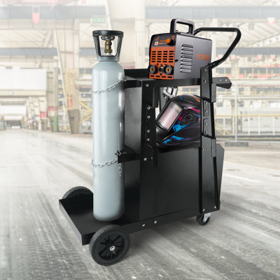 Welding Cart, 2-Tier Heavy Duty Welder Cart with Anti-Theft Lockable Cabinet