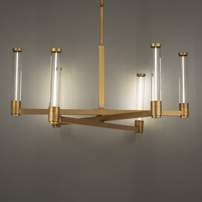 Jedi 6 - Light LED Chandelier, Aged Brass