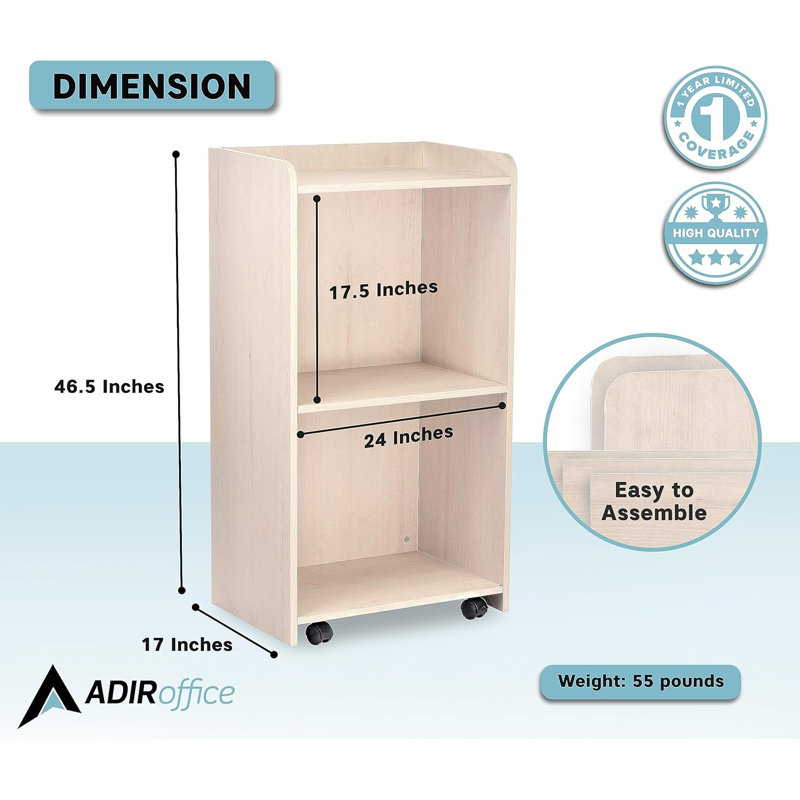 White Melamine Portable Presentation Lectern with Wheels