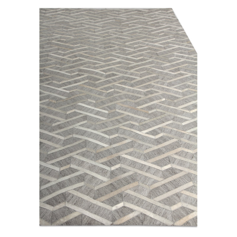 Berlin Cowhide Geometric Area Rug, Rectangle 5' x 8'