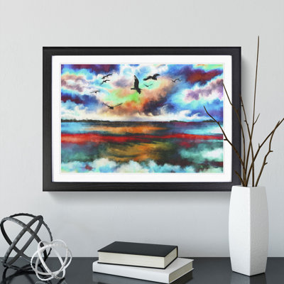 Birds over a Colourful Ocean - Picture Frame Painting
