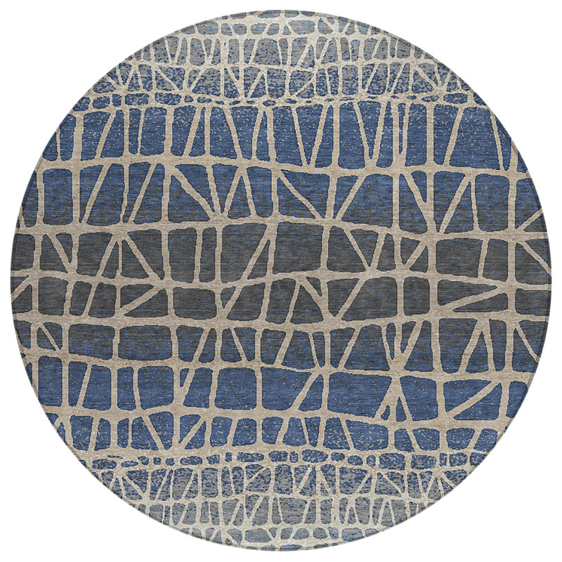 Machine Washable Indoor/Outdoor Chantille ACN2404 Geometric Rug, Round 8'