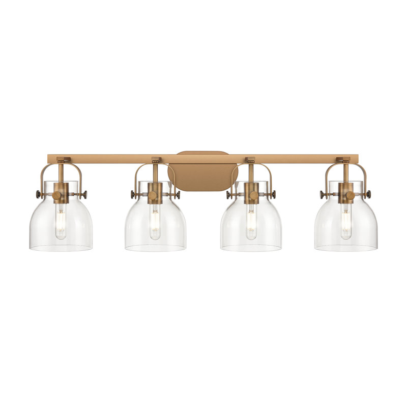 Luminaire de meuble-lavabo mural 4 po 6 lumières Slovan, Laiton brossé, Bullé, Trois lumières