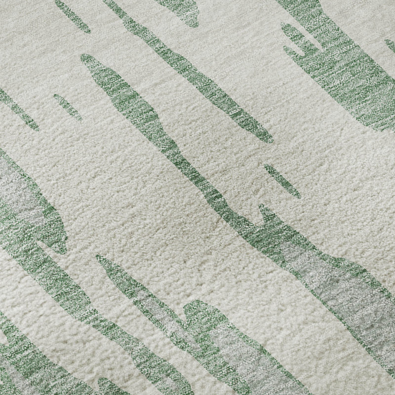 Premium Machine Washable Prisco Sage Rug, Rectangle 5' x 7'6"