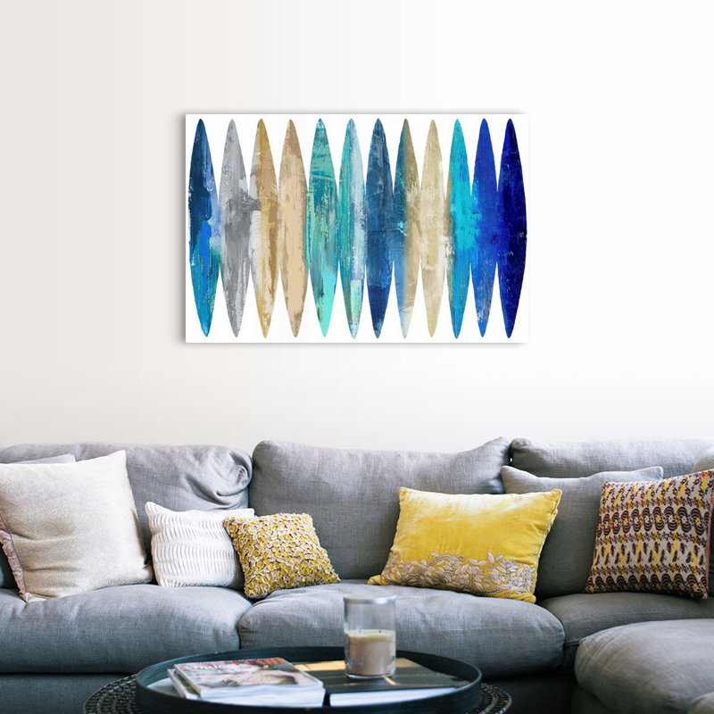 Reproduction d’art sur toile abstraite planches de surf bleu clair par David Moore, Toile tendue