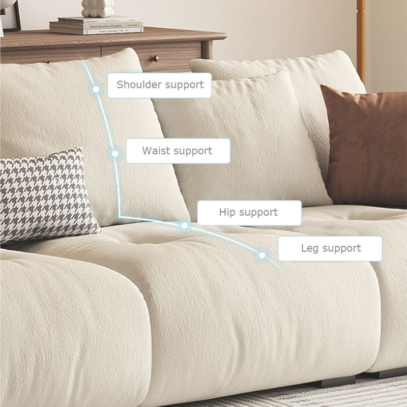 Canapé modulaire moderne en polyester clair kaki, 4, H 33,86 po x l 110,24 po x P 44,88 po