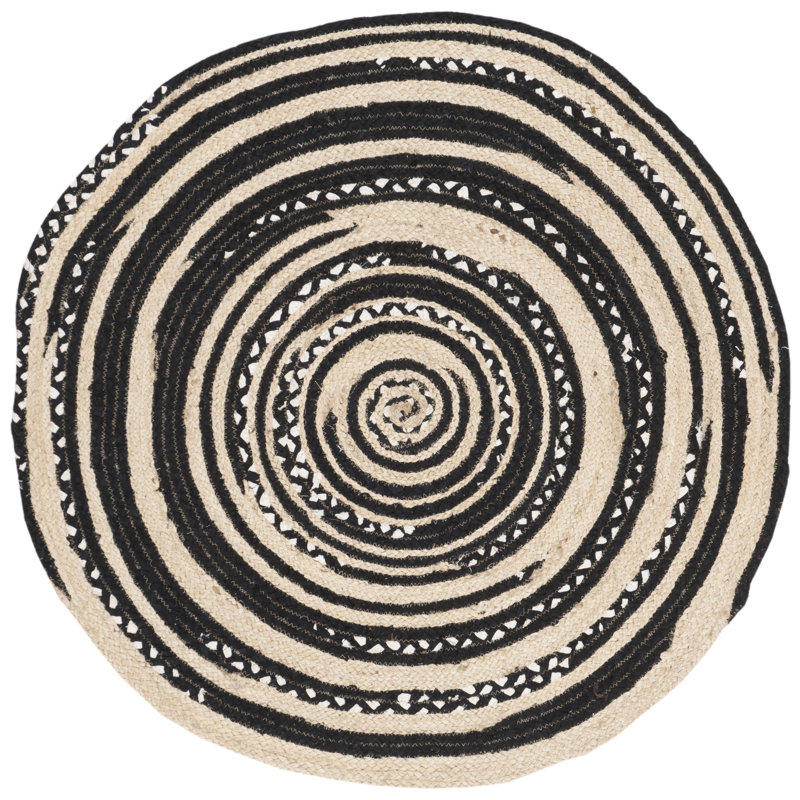 Zeitler Hand Woven Jute, Cotton Rug, Round 3'