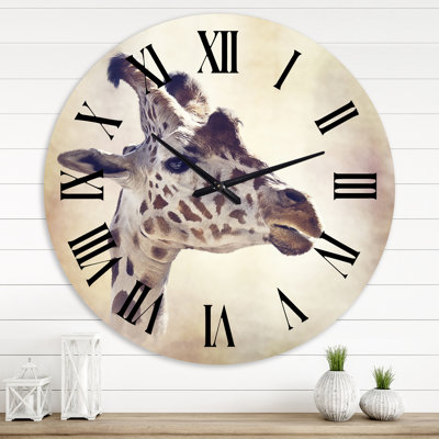 Portrait d'une girafe III - Horloge murale de ferme