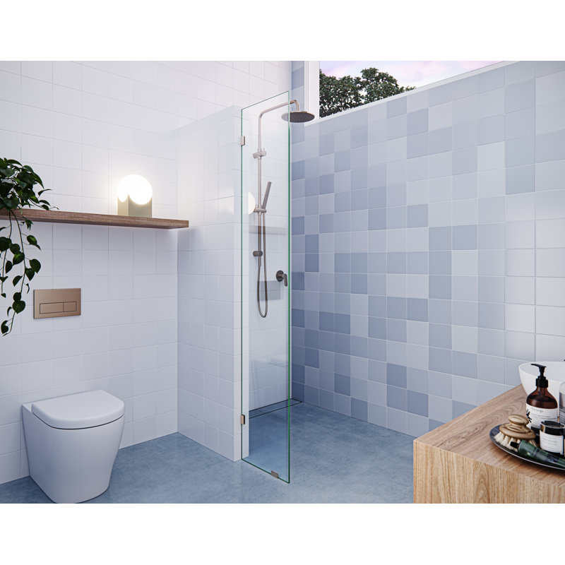 Vela 14.5 in. x 78 in. Fully Frameless Single Fixed Shower Panel, Brushed Bronze