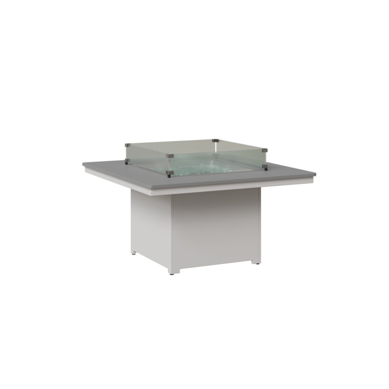  Table carrée avec foyer blanc mat Numa, Brouillard, H 24,75 po x l 47 po x P 47 po
