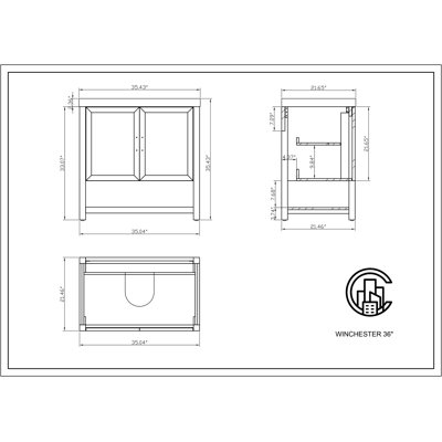 Chelse Maumelle 36" Veneer Plywood Bathroom Vanity with Engineered Quartz Top