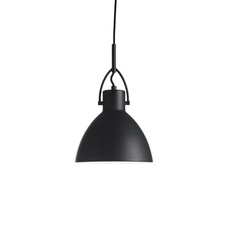 Luminaire suspendu en forme de dôme à 1 lumière Krauss, Noir, H 7,9 po x l 8,6 po x P 8,6 po