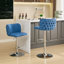 Tabourets de bar pivotants à hauteur réglable avec base chromée, tabourets de bar rembourrés en polyuréthane moderne avec dossier complet capitonné, pour pub à domicile et îlot de cuisine, bleu, ensemble de 2