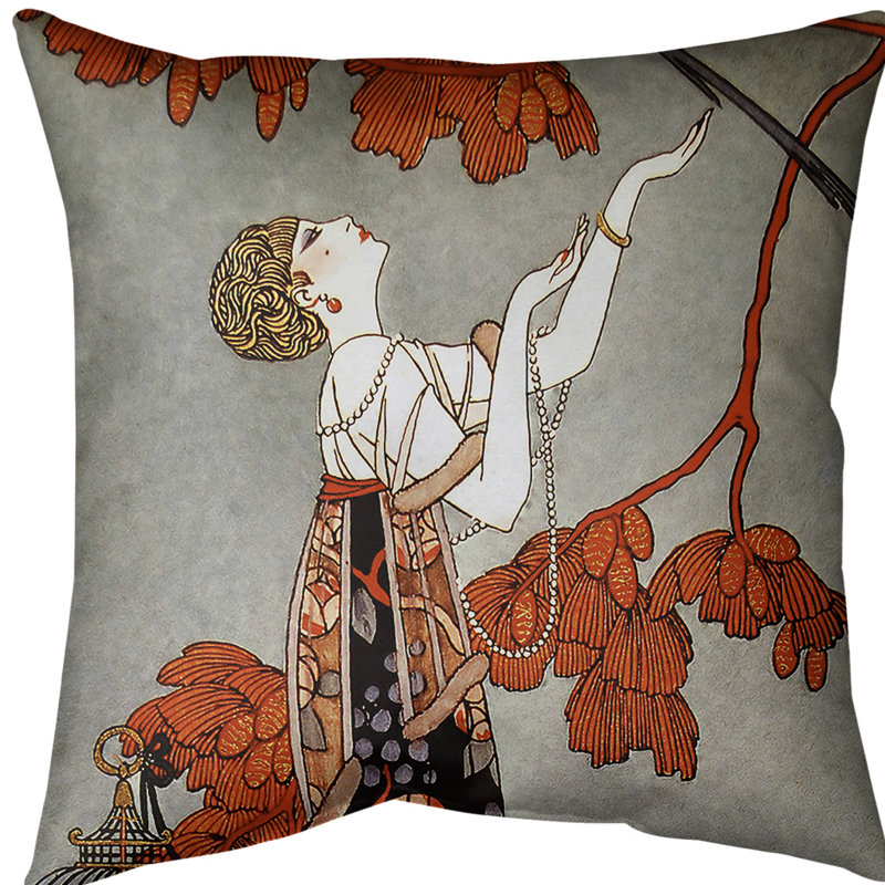 Coussin de femme, 16 po x 1 po, Rouge / Mauve, Polyester sergé
