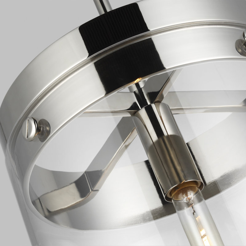 Garrett 1 - Light Single Cylinder Pendant by Chapman & Myers, Polished Nickel, 21.75" H x 5.5" W x 5.5" D