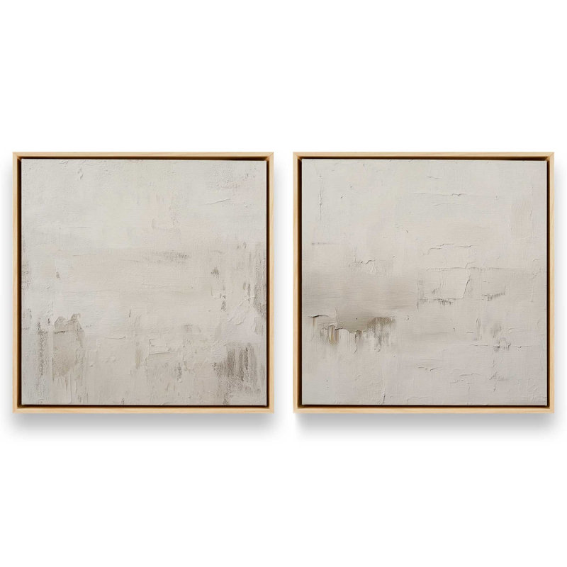 Ensemble de 2 impressions «Whispered Stillness», 12 po x 12 po, Cadre flottant en érable américain