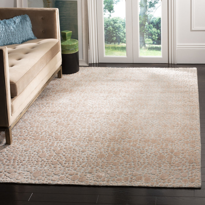 Tapis abstrait en viscose / laine / coton tissé à la main Oliverio, Rectangle 6 pi x 9 pi
