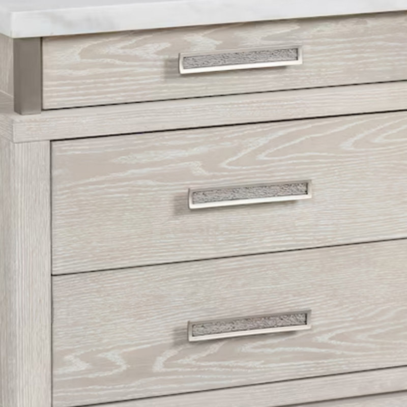 Ensemble de chambre à coucher pour très grand lit 3 pièces, gris vieilli, gris, blanc, bois argenté, 2 tables de chevet