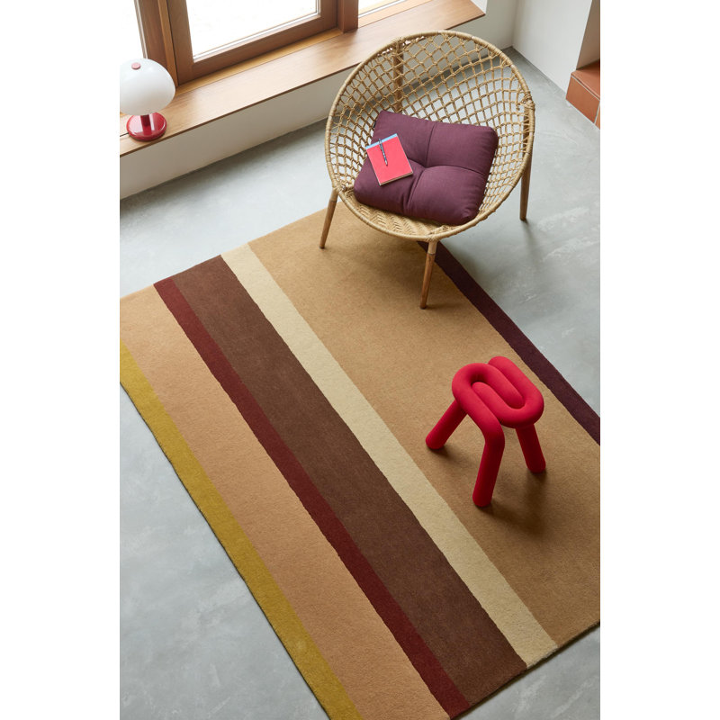 Hand Tufted Wool Striped Area Rug in Ruby, Rectangle 5'3" x 7'6"