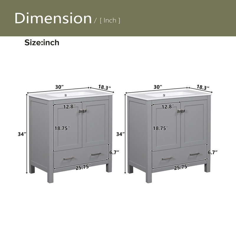 Ensemble de meuble-lavabo 60 "60", Gris, Argent argent