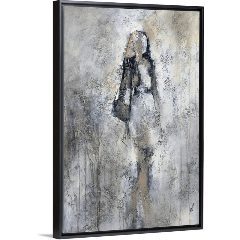 « promenade i », peinture sur toile, H 49,7 po x l 33,7 po x p 1,75 po, Cadre flottant noir