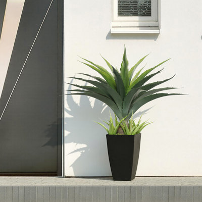 30 inches Artificial Aloe Vera Plant in Pot -30 inches  Tall Realistic Fake Succulent with 4 Small Agaves, Low Maintenance Home Office Desk Decor, Ready-to-Use Square Planter