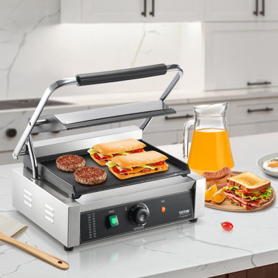Commercial Panini Press Grill Electric Sandwich Maker Griddle Plate 14"x9"